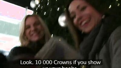PublicAgent Sexy sisters finish off a second big cock for Xmas