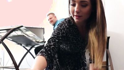 Tiny whore rides stepdad