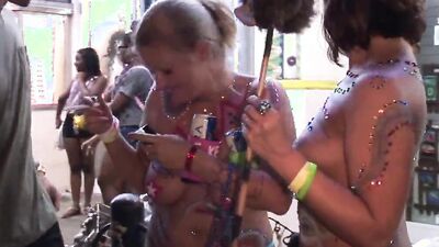 Hotties Nude and Body Painted in Public at Florida Festival