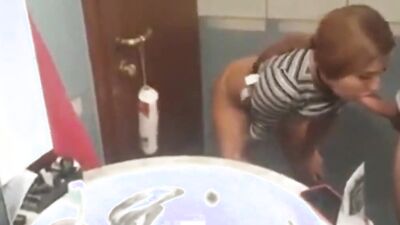 brother fucks his sexy redhead step sis in bathroom