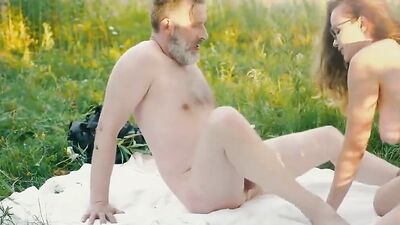 OLD4K. Lovely lassie tastes old cock and wants to feel it in pussy