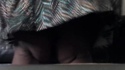 Ebony Stepmom dancing on the couch
