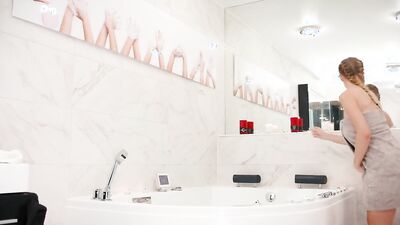 An evening bath, Stella Cardo and Charlie Red
