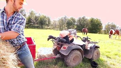 3Way Porn - two Hotties Fuck Outdoor on the Farm