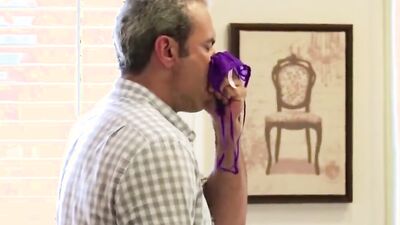 Dad smells  daughter pantiens and then she rides the cock