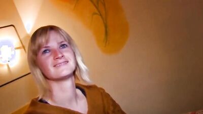 Blonde student taken in the park and fucked anally at home