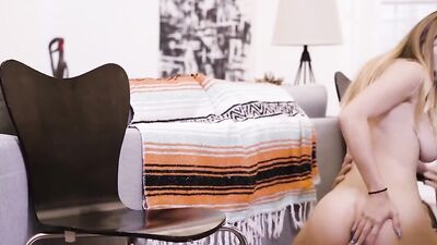 Hot Student Bangs her Stepdad while his GF is Here!