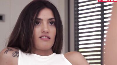 AGirlKnows - Carolina Abril and Penelope Cross Spanish Step Sisters Lesbian Pool Side Sex