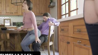 MILF and stepdaughter are happy to share that hard cock