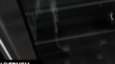 Blonde babe Charlotte Sins blows a lucky cameraman and gets shagged