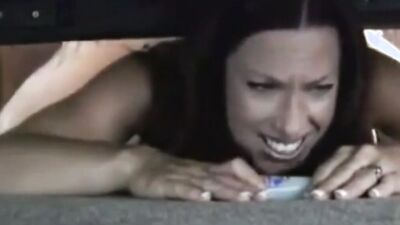 MILF got stuck under the bed and stepson fucks her from behind