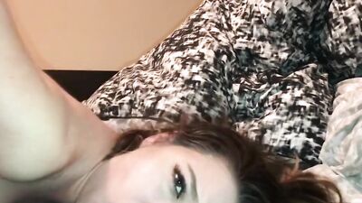Handcuffed girl blows a master and gets cock between tits