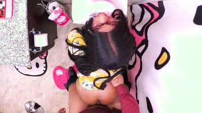 Juicy Latina girl is sitting on bald man's face while being licked