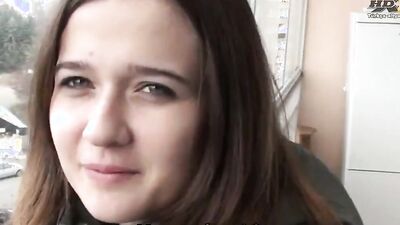 Shy amateur girl is being filmed POV-style while having sex
