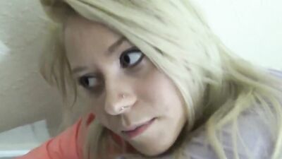 Slutty blonde Lucy Li sucks a dick and rides it in POV video