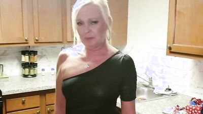 Dirty mature woman plays with wet cunt and fucks in POV-style video