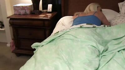 Kinky MILF teases stepson and lets him jerk off on that ass