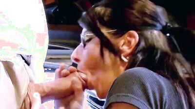 Charming girl sucks a hard cock and rides it in HC video