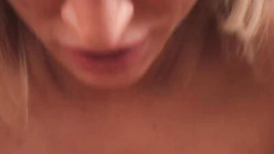 Busty stepmom gives a fantastic blowjob in POV