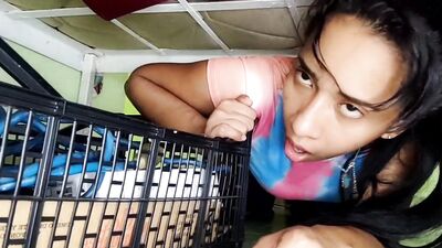 Leyne Rodriguez. Stepsister gets stuck under the bed and stepbrother fucks her to get her out