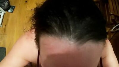 Slut bounces on cock whilst sucking step dads cock