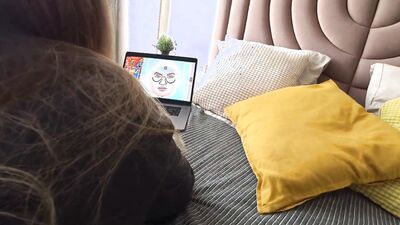 Stepsister watches buster live stream and fucks