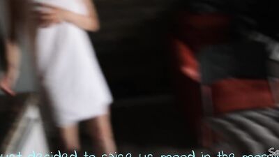 Caught a stepsister behind the jerk in the shower And fucked near the window