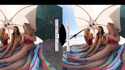 Naughty America - Three hot babes go to town on the lifeguard's dick