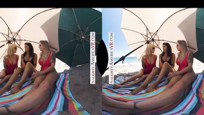 Naughty America - Three hot babes go to town on the lifeguard's dick