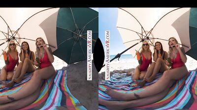 Naughty America - Three hot babes go to town on the lifeguard's dick