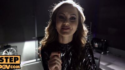 MILF fucks you into the family in sexy latex dress - itsPOV
