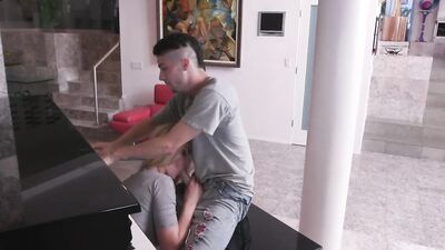 Horny Stepson Gets Step Mom To Fuck Him During His Piano Practice
