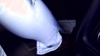 Sensational stepmom has her feet recorded while driving