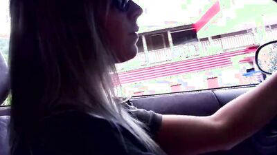 Sensational stepmom has her feet recorded while driving