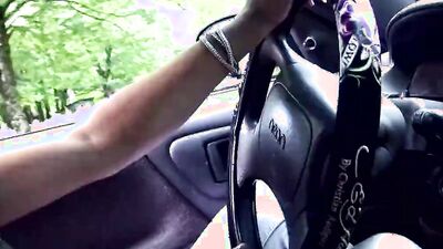 Sensational stepmom has her feet recorded while driving
