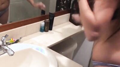 Brunette Step Mom Places Her Huge Ass On Her Son