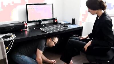 Sexy colleague foot worship fantasy