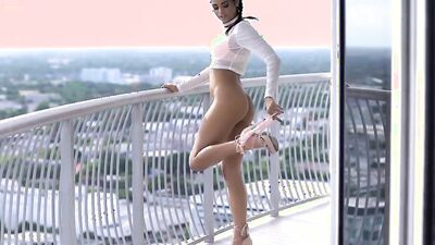 PASSION-HD Fantasy balcony tease before big dick POUNDING