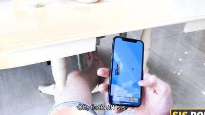 SISPORN. Gal has her homework done after sucking and riding stepbros dick