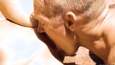 DADDY4K. Petite gal cheats on BF with his athletic stepdad by the pool