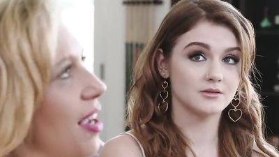 Hot Couple Fucks Hard, Guy Cums on her Face while Mom is Starring at Them.