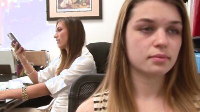 Stepsisters Anastasia Rose and Rilynn Rae Fool Around at Work