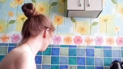 Stepdad fucks a horny brunette in the mouth