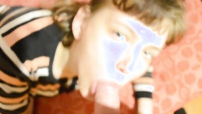 Stepdaughter sucks a cock like a real pro