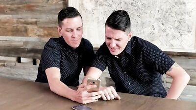 Family Strokes - Horny Identical Twins Whip Out Their Meaty Cocks On Leda Lothario’s Angelic Face