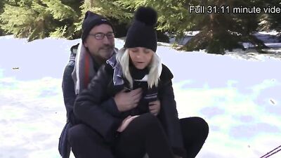 DADDY4K. Sled and Fireplace Adventure