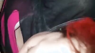 Sister sucking and fucking stepbrother in moms back seat
