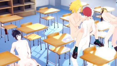 Boku No Hero Naruto Boruto Yaoi - Origia 8 Chicos de Naruto y Boku no hero Follan en la escuela