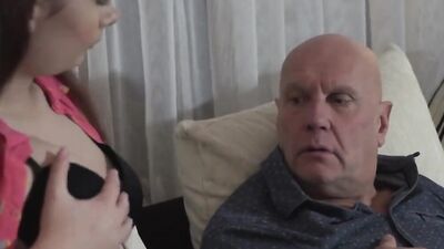 Dirty old man fucks juicy teen girl after getting a blowjob
