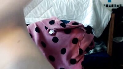 Nerdy girl spreads legs and drills pussy with a sex toy